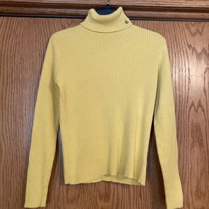 Lauren Ralph Lauren Womens Turtleneck Sweater Yellow Pullover S Small Cotton